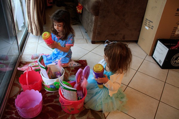 Checking out their Easter Baskets